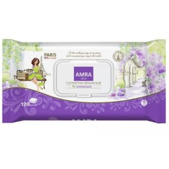 08.24 AMRA travel Салфетки влажные освежающие, PARIS 120шт