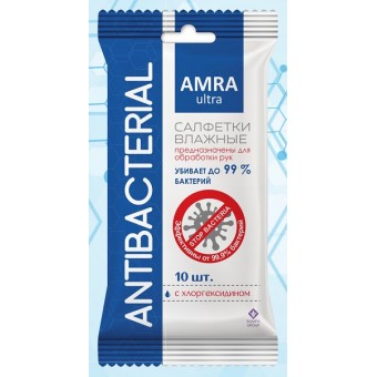 AMRA Антибактериальные влажные салфетки 10шт