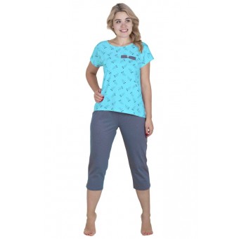 Пижама  женская       из кулирки    футболка с бриджами        