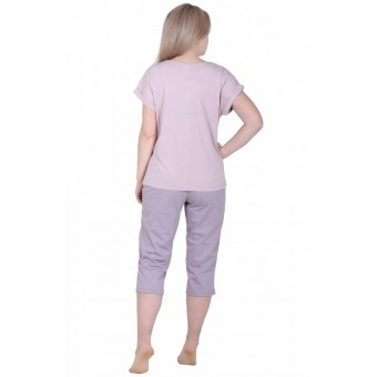 Пижама  женская       из кулирки    футболка с бриджами   розовая