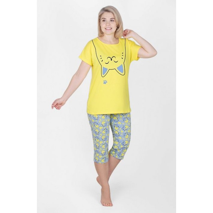 Комплект женский из кулирки футболка с бриджами