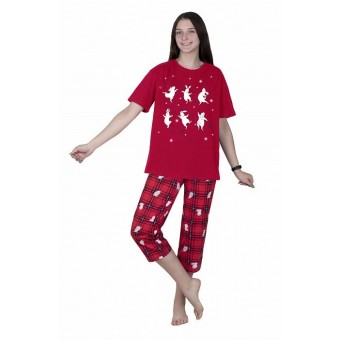 Пижама  женская       из кулирки    футболка с бриджами