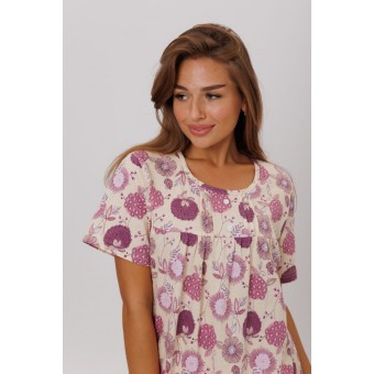Пижама  женская       из кулирки    футболка с бриджами   розовая  Цветы