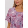 Пижама женская из кулирки футболка с бриджами Сиреневый Цветы