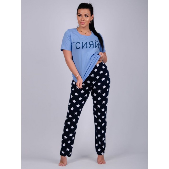 Пижама женская из кулирки футболка с брюками