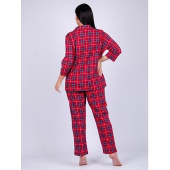 Пижама  женская       трикотажная    рубашка с брюками   красная