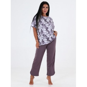 Костюм  женский       из кулирки    футболка с брюками   фиолетовый