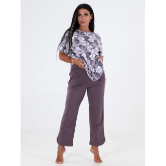 Костюм  женский       из кулирки    футболка с брюками   фиолетовый