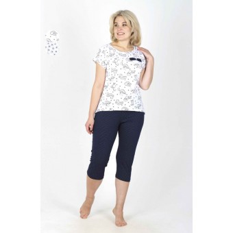 Пижама  женская       из кулирки    футболка с бриджами        