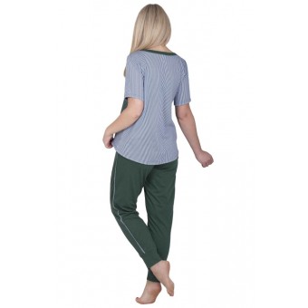 Пижама  женская       из кулирки    футболка с брюками   синяя