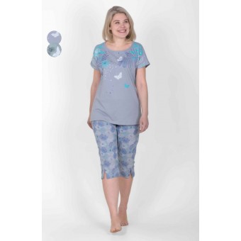 Пижама  женская       из кулирки    футболка с бриджами