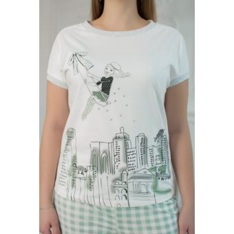 Пижама  женская       из кулирки    футболка с брюками