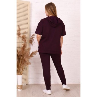 Костюм  женский       из футера    футболка с брюками   бордовый