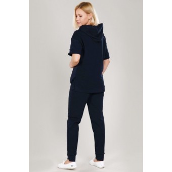 Костюм  женский       из футера    футболка с брюками   синий