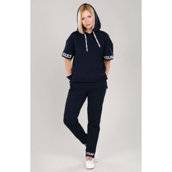 Костюм  женский       из футера    футболка с брюками   синий