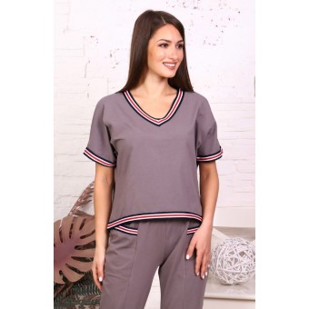 Костюм  женский       из кулирки    футболка с брюками   серый