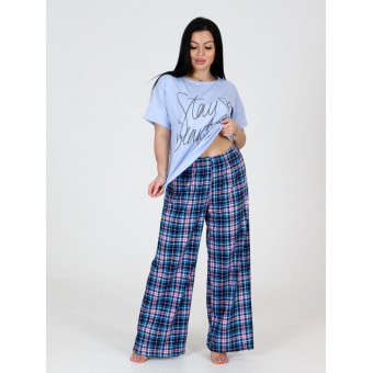 Костюм  женский       из кулирки    футболка с брюками   синий