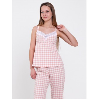 Комплект  женский       из кулирки    майка с брюками   розовый     