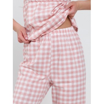 Комплект  женский       из кулирки    майка с брюками   розовый     