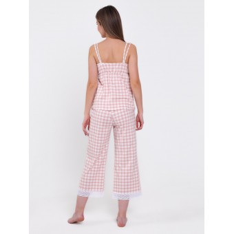 Комплект  женский       из кулирки    майка с брюками   розовый     