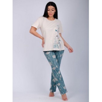 Пижама  женская       из кулирки    футболка с брюками
