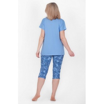 Пижама  женская       из кулирки    футболка с бриджами   синяя