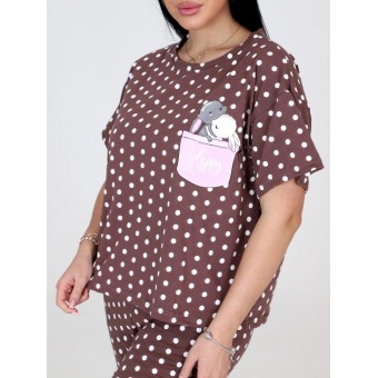 Костюм  женский       из кулирки    футболка с бриджами   коричневый