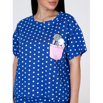 Костюм  женский       из кулирки    футболка с бриджами   синий