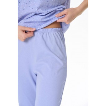 Пижама  женская       трикотажная    футболка с бриджами   голубая