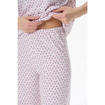 Пижама  женская       из кулирки    футболка с бриджами   розовая