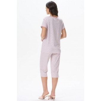 Пижама  женская       из кулирки    футболка с бриджами   розовая