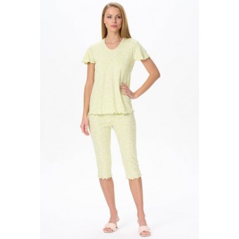 Пижама  женская       Пенье    футболка с бриджами   желтая