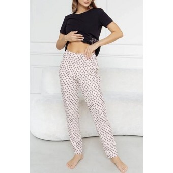 Пижама  женская       трикотажная    футболка с брюками   черная