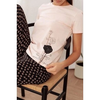 Пижама  женская       трикотажная    футболка с брюками   розовая