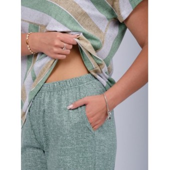 Костюм  женский       из кулирки    футболка с брюками   зеленый