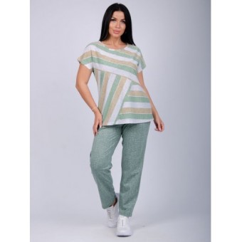 Костюм  женский       из кулирки    футболка с брюками   зеленый