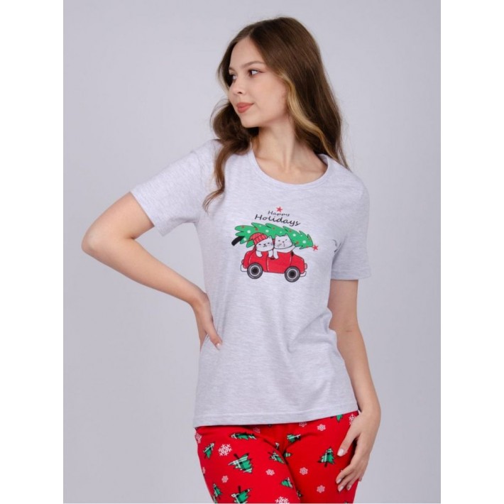 Пижама женская из кулирки футболка с брюками
