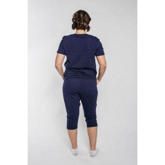 Пижама  женская       из кулирки    футболка с брюками   синяя