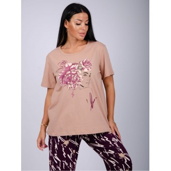 Пижама  женская       из кулирки    футболка с брюками