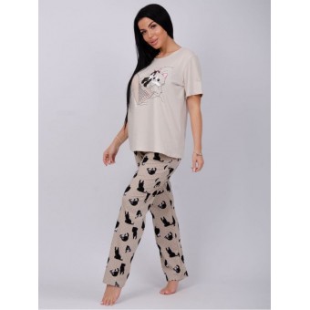 Пижама  женская       из кулирки    футболка с брюками