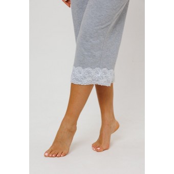 Пижама  женская       из кулирки    футболка с брюками   серая  однотонная Kuzina