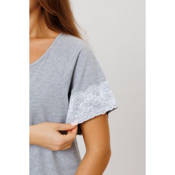 Пижама  женская       из кулирки    футболка с брюками   серая  однотонная Kuzina