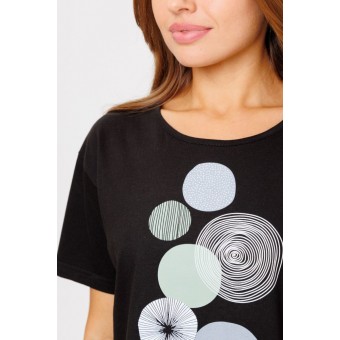 Костюм  женский       из кулирки    футболка с брюками   Зеленый, Черный  Принт Kuzina