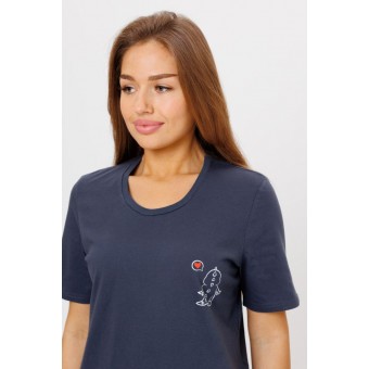 Костюм  женский       из кулирки    футболка с брюками   серый  Клетка Kuzina