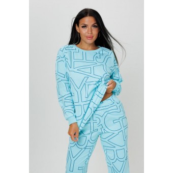 Костюм  женский       из футера    кофта с брюками   зеленый