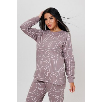 Костюм  женский       из футера    кофта с брюками   бежевый