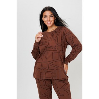 Костюм  женский       из футера    кофта с брюками   коричневый