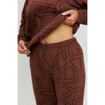 Костюм  женский       из футера    кофта с брюками   коричневый