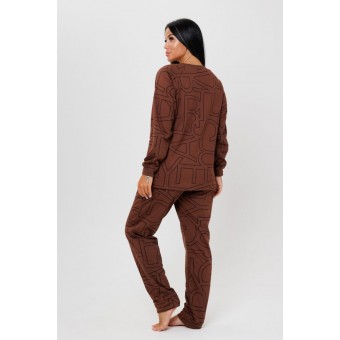 Костюм  женский       из футера    кофта с брюками   коричневый