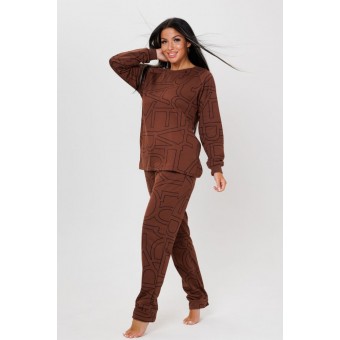 Костюм  женский       из футера    кофта с брюками   коричневый